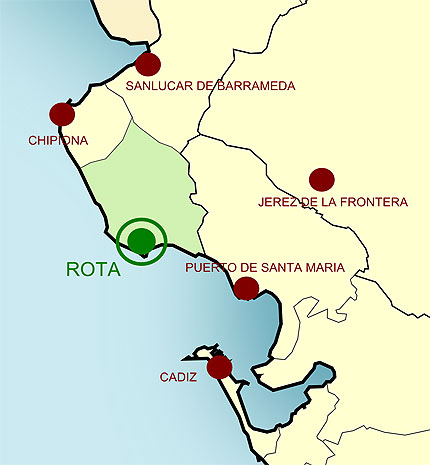 Poblaciones cercanas y colindantes con la Villa de Rota (c) Wikipedia - VilladeRota.com